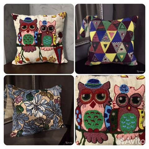 Подушка декоративная. Бисер. Ручная работа