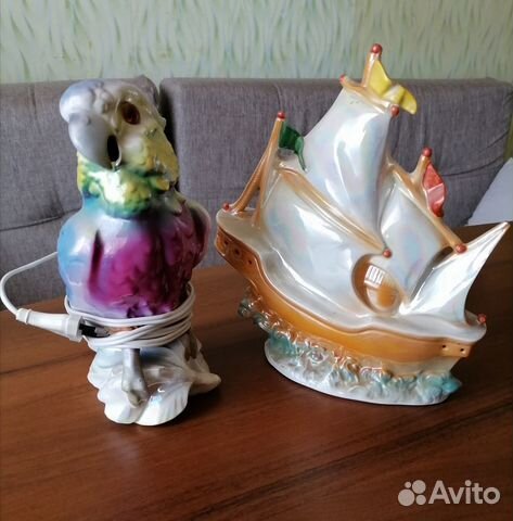 Ретро светильники попугай и парусник, гдр