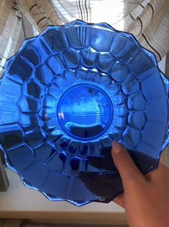 Салатник/фруктовница винтаж кобальтовое стекло 60