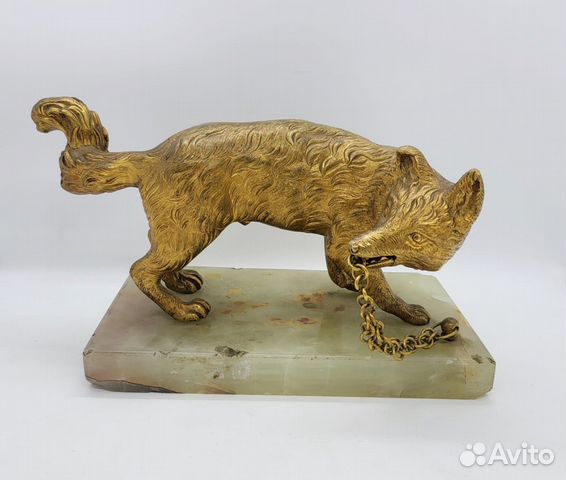 Статуэтка Лиса 19 век бронза Европа камень