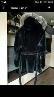 Шуба бобрик чернобурка