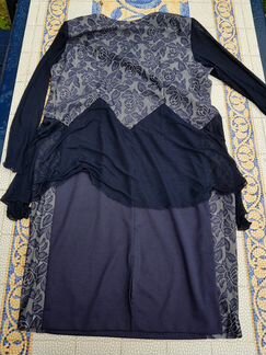 Парадное тёмно-синее платье (58 размер)