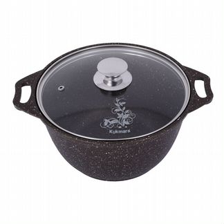 Кастрюля с крышкой кукмор кмк32а а/пр литая 3,0л стекл/кр Кофейный мрамор