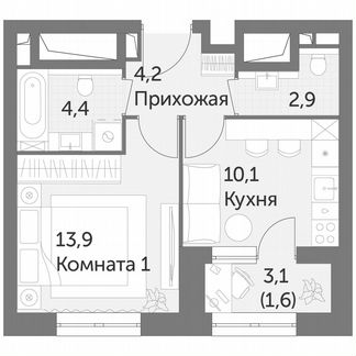 1-к квартира, 37.1 м², 3/38 эт.