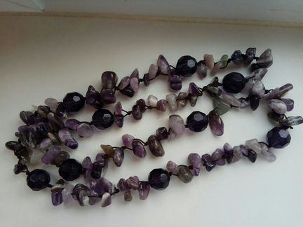 Бусы из аметиста, авантюрина, агата