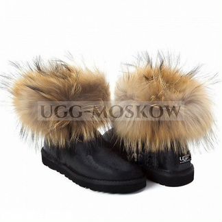 Угги UGG Fox Fur Metallic Black Ар-N125
