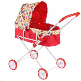 Коляска для кукол Карапуз металлическая, 11 см резиновые колеса, резиновая ручка, 63,5*36*73 см (63AI-20-C1)