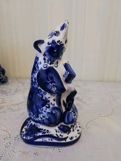 Гжель, коллекционная фигурка мышь 24 см