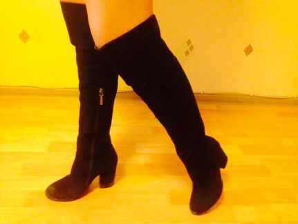 Сапоги женские замшевые