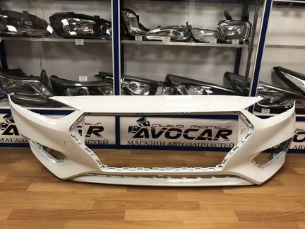 Бампер передний белый Хендай Солярис 2017 2020