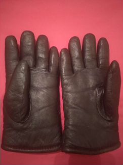 Перчатки мужские кожаные, внутри меховые, теплые в