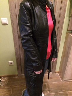 Плащ кожаный демисезонный, весна-осень