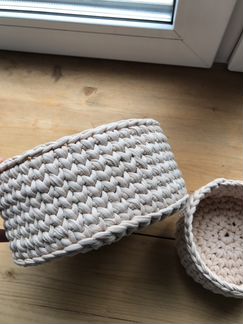 Набор вязаных корзинок из трикотажной пряжи, 2 шт