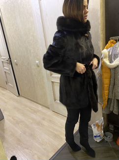 Шуба норковая с капюшоном