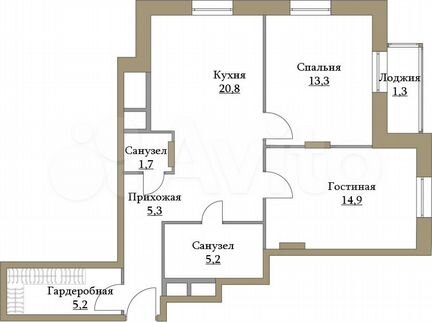 2-к квартира, 67.7 м², 5/17 эт.