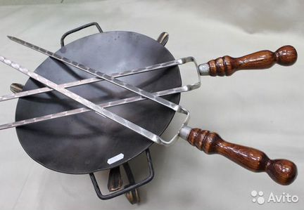Двойные шампуры с деревянной ручкой