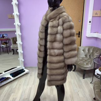 Шуба из куницы цвет графит