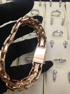 Золотой браслет двойной якорь