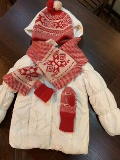 Куртка мазакея зимняя + шапка, шарф, варежки