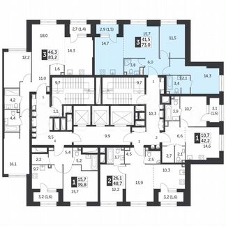 3-к квартира, 73 м², 8/38 эт.