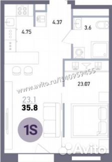 1-к квартира, 35.2 м², 15/26 эт.