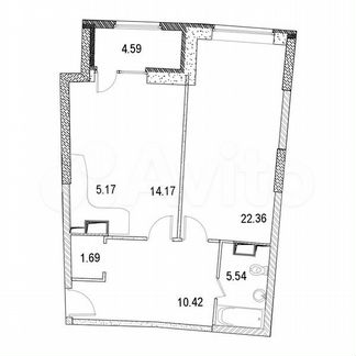 2-к апартаменты, 69 м², 7/8 эт.