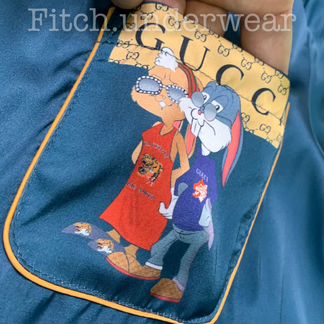 Пижама шелковая Gucci Bugs Bunny turquoise