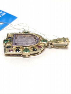 Подвеска 585 пробы изумруды рубины сапфиры