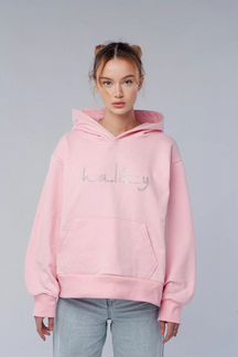 Haliky pink swarovski arabic logo hoodie
