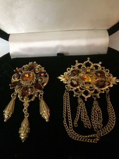 Янтарные броши винтаж Чехословакия