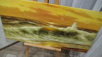 Балтийское море, холст, масло, 60х120см,живопись