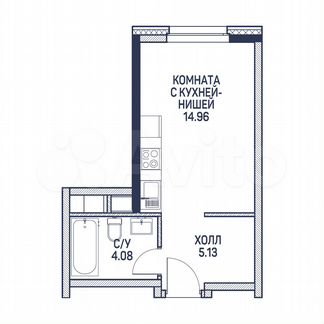 Апартаменты-студия, 24.2 м², 1/22 эт.