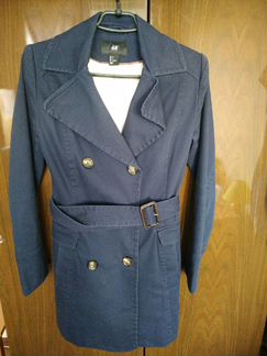 Продам синий плащ, б/у. р 40-42.хлопок