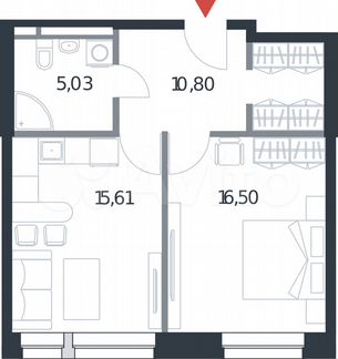 1-к апартаменты, 47.9 м², 5/21 эт.